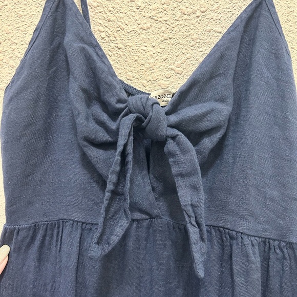 Terzo Millennio Navy Linen Tie Front Babydoll Tank Top Size L - Picture 8 of 8
